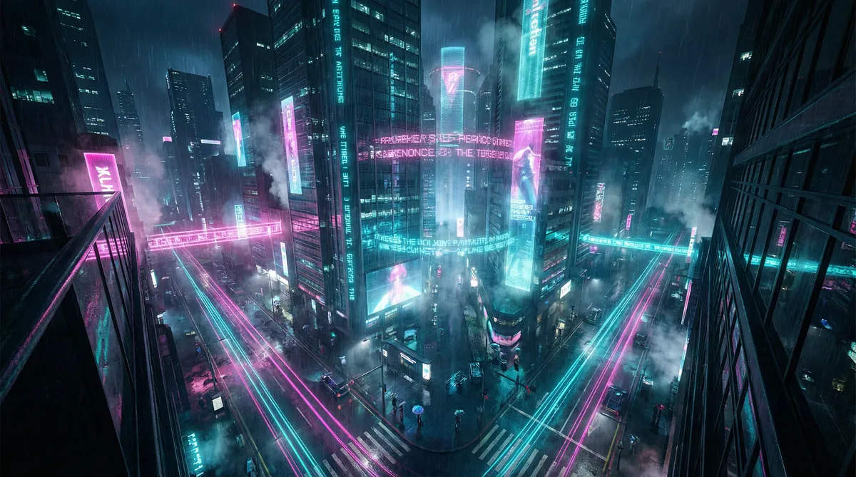 青柠在线观看免费高清完整版 竖屏短剧平台首页背景 - 赛博朋克都市夜景
